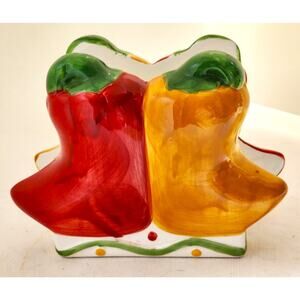 Napkin Holder/Ceramic-Chili Peppers-Red-Orange-Green-Tropical-Tabletop Decor